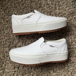 Vans Women's Asher Platform St Shoes Canvas White Size 10
